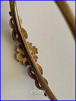 Fine Victorian 9ct Rose Gold & Seed Pearl Set Hinged Bangle
