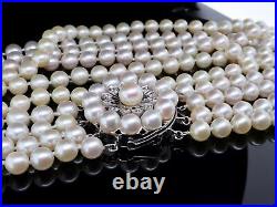 Five Strand Choker Cultured Pearl Necklace Diamond Set 14ct Gold Clasp Val $9290