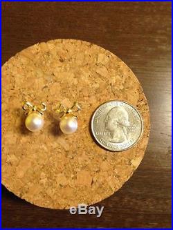 Flawless Pearls 19 strand + Pearl & Gold Bow Earrings Set Free Shipping