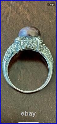 Freshwater Brown Pearl Set-Bracelet, 2 Pair Earrings&14K White Gold/Diamonds Ring