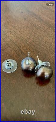 Freshwater Brown Pearl Set-Bracelet, 2 Pair Earrings&14K White Gold/Diamonds Ring