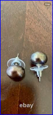 Freshwater Brown Pearl Set-Bracelet, 2 Pair Earrings&14K White Gold/Diamonds Ring