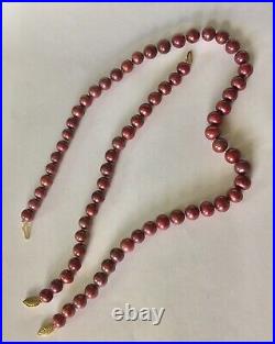 Freshwater Cranberry Pearl Necklace & Bracelet Set With 14k Yellow Gold Clasp