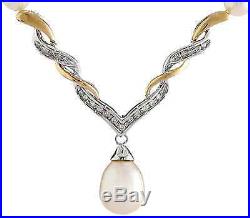 Freshwater Cultured Pearl Necklace & Earring 2 Pc Gift Set 14k Gold Diamond-Acct