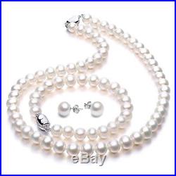 Freshwater Cultured Pearl Necklace Set Includes Stunning Bracelet and Stud Earri