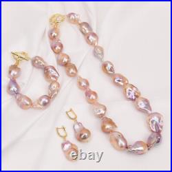 Freshwater Cultured Purple Baroque Keshi Pearl Necklace Bracelet Earrings Sets Freshwater Cultured Purple Baroque Keshi Pearl Necklace Bracelet Earrings Sets