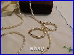 Freshwater Pearl 14K Gold Piece Set Necklace, Earrings, Bracelet