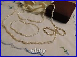 Freshwater Pearl 14K Gold Piece Set Necklace, Earrings, Bracelet