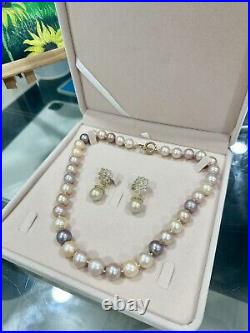 Freshwater Pearl 14k Necklace & 18 Gold Plated Earrings Set