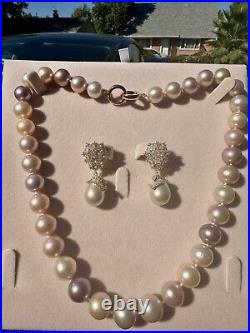 Freshwater Pearl 14k Necklace & 18 Gold Plated Earrings Set