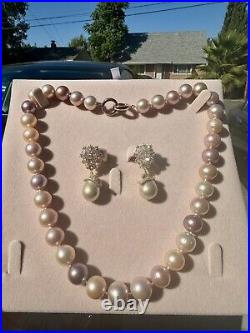 Freshwater Pearl 14k Necklace & 18 Gold Plated Earrings Set