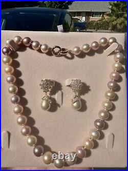 Freshwater Pearl 14k Necklace & 18 Gold Plated Earrings Set