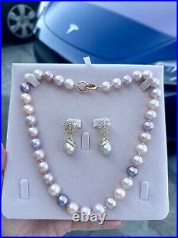 Freshwater Pearl 14k Necklace & 18 Gold Plated Earrings Set