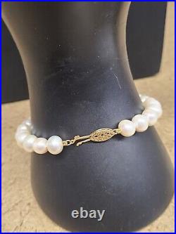 Freshwater Pearl And 14K Yellow Gold Necklace & Bracelet Set