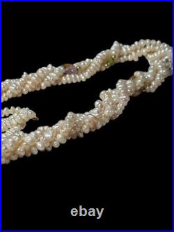 Freshwater Pearl & Gemstone 14k Gold Torsades 4 Strand Necklace And Bracelet Set
