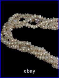 Freshwater Pearl & Gemstone 14k Gold Torsades 4 Strand Necklace And Bracelet Set