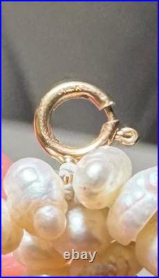 Freshwater Pearl & Gemstone 14k Gold Torsades 4 Strand Necklace And Bracelet Set