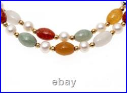 Freshwater Pearl & Multicolor Agate Jewelry Set with 14k Clasp