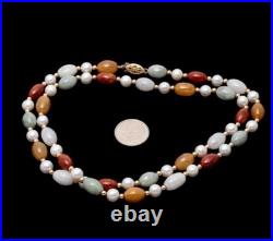 Freshwater Pearl & Multicolor Agate Jewelry Set with 14k Clasp