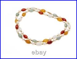 Freshwater Pearl & Multicolor Agate Jewelry Set with 14k Clasp