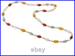 Freshwater Pearl & Multicolor Agate Jewelry Set with 14k Clasp