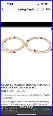 Freshwater Pearl & Multicolor Agate Jewelry Set with 14k Clasp