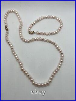 Freshwater Pearl Necklace And Bracelet Set Pink Blush 10k Gold Clasp