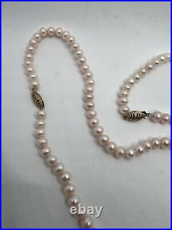 Freshwater Pearl Necklace And Bracelet Set Pink Blush 10k Gold Clasp