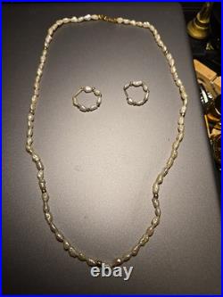 Freshwater Pearl Necklace and Earring Set with 14K Gold Beads & Clasp 19