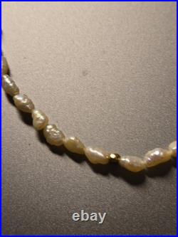 Freshwater Pearl Necklace and Earring Set with 14K Gold Beads & Clasp 19