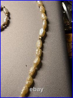 Freshwater Pearl Necklace and Earring Set with 14K Gold Beads & Clasp 19