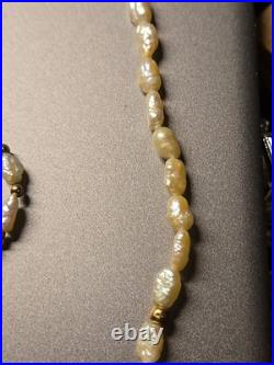 Freshwater Pearl Necklace and Earring Set with 14K Gold Beads & Clasp 19