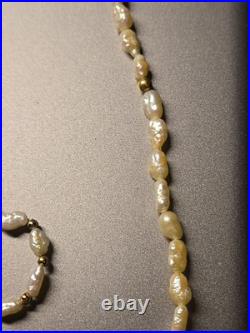 Freshwater Pearl Necklace and Earring Set with 14K Gold Beads & Clasp 19
