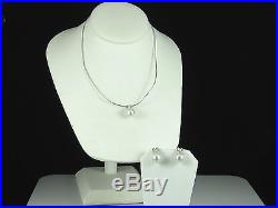 Freshwater Pearl and Diamond Set 18K 14K White Gold Earring Necklace Pendant