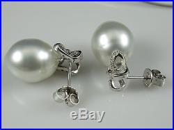 Freshwater Pearl and Diamond Set 18K 14K White Gold Earring Necklace Pendant