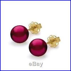 Freshwater Red Cranberry Pearl 18 Necklace & Earring Set 14k Yelllow Gold Clasp