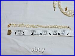 Freshwater Rice Pearl Necklace & Bracelet Set w 14k Gold Beads and Clasps