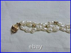 Freshwater Rice Pearl Necklace & Bracelet Set w 14k Gold Beads and Clasps