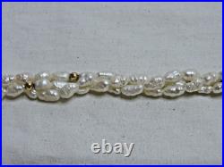 Freshwater Rice Pearl Necklace & Bracelet Set w 14k Gold Beads and Clasps