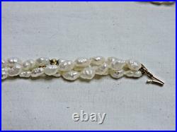 Freshwater Rice Pearl Necklace & Bracelet Set w 14k Gold Beads and Clasps