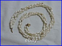 Freshwater Rice Pearl Necklace & Bracelet Set w 14k Gold Beads and Clasps