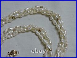 Freshwater Rice Pearl Necklace & Bracelet Set w 14k Gold Beads and Clasps