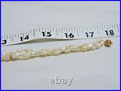 Freshwater Rice Pearl Necklace & Bracelet Set w 14k Gold Beads and Clasps