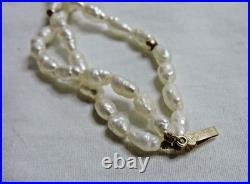 Freshwater Rice Pearl Necklace & Bracelet Set w 14k Gold Beads and Clasps