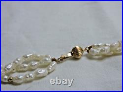 Freshwater Rice Pearl Necklace & Bracelet Set w 14k Gold Beads and Clasps