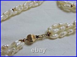 Freshwater Rice Pearl Necklace & Bracelet Set w 14k Gold Beads and Clasps