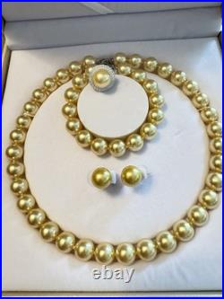 Freshwater pearl, 12mm Gold necklace set