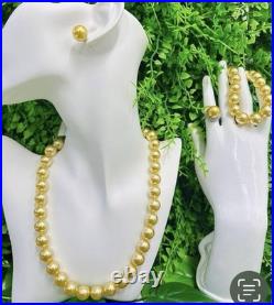 Freshwater pearl, 12mm Gold necklace set