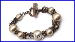 GIVENCHY Champagne Pearl & Crystal Bracelet & Matching Leverback Earrings WOW
