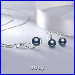 GORGEOUS Pearl Necklace Set White Gold Long Necklace Earring Bridal Set Gift